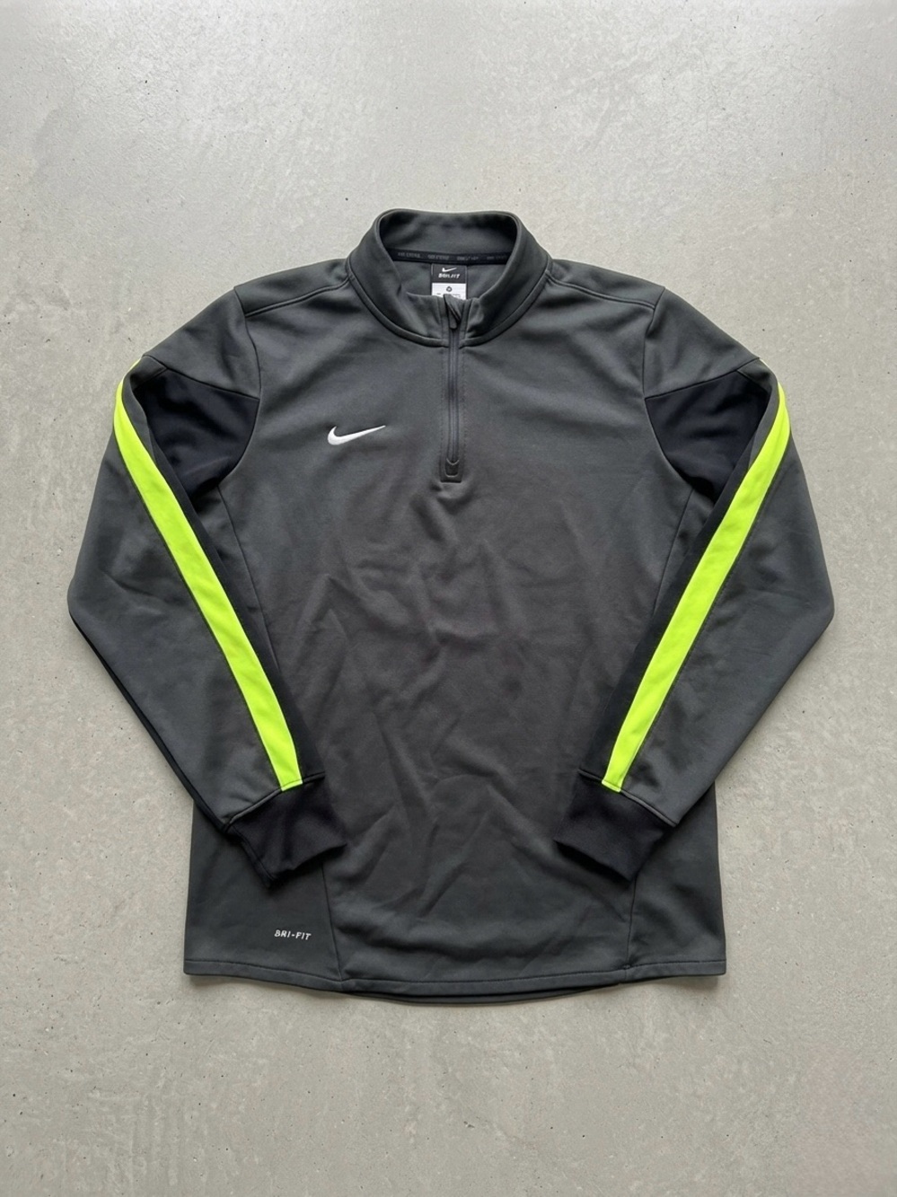 Nike Black Performance Half-Zip Pullover with Neon Yellow Stripes